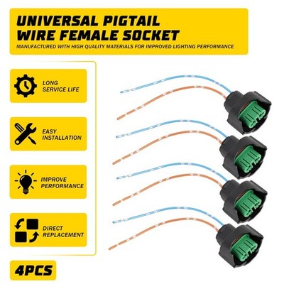 C H11 Two Wire Harness Female Pigtail Headlight Ffog Lamp Socket Connector Plug