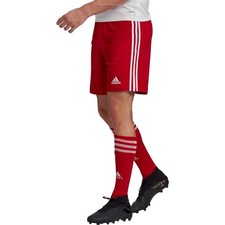 Adidas Mens Red 3 Striped Squadra 21 Football Shorts Elastic Waist Size M NWT
