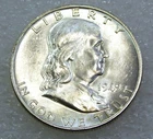 1949 D Franklin Half Dollar BU FBL Frosty White Luster in saflip #H337