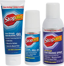 Pain Relief Combo Set (Gel, Roll On, Spray) USA Made, Max Strength Fast Acting