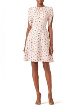 Kate Spade Flora Tulip Sleeve Dress Cameo Pink Floral A-Line Fit Flare Size 8