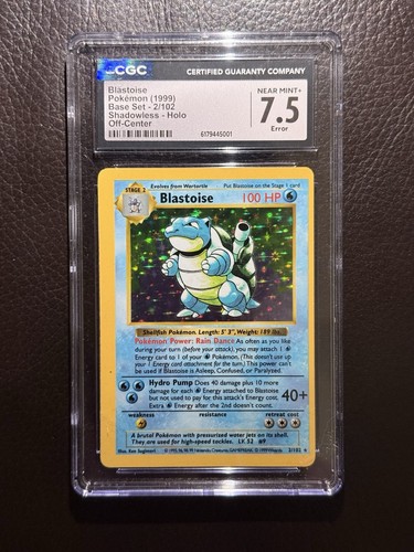 Blastoise (Shadowless) graded CGC 7.5 for sale on eBay
