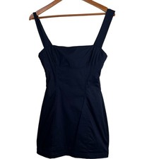 LUCY IN THE SKY NWT Mini Dress Womens  Small Navy Blue Sundress Tie Back Summer