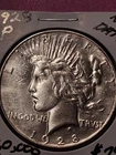 1928-P PEACE SILVER DOLLAR. ALMOST UNC. +++ 360,000 MINTAGE. KEY DATE.