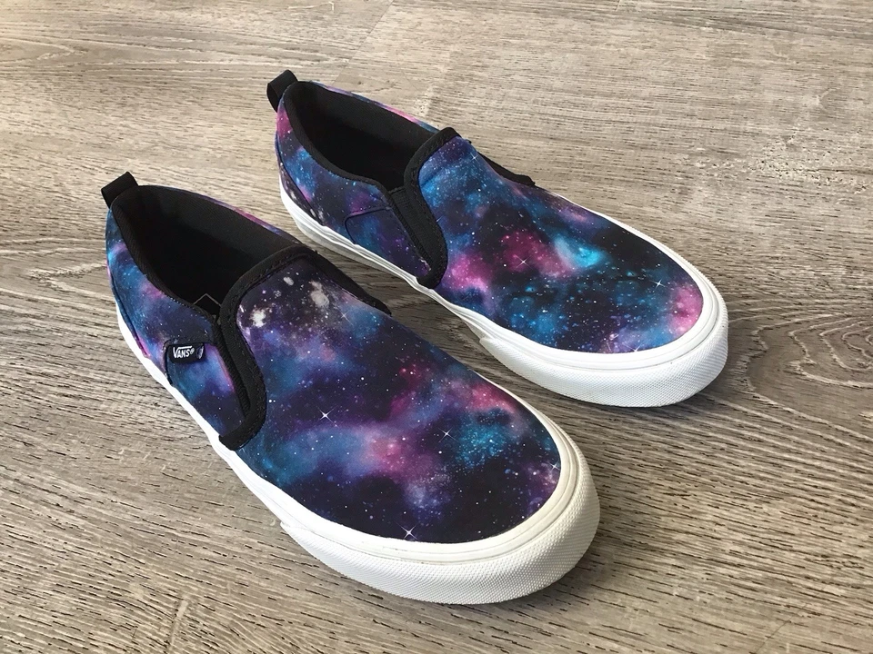 VANS Missy Off The Wall Niñas Talla 5 Cosmic Galaxy Zapatos sin cordones Tenis espaciales Foto 2 de 4