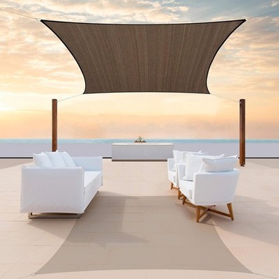 Colourtree CTAPR0816 Custom Size 9' x 18' Brown Sun Shade Sail Canopy UV Block