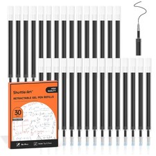 Retractable Gel Pen Refills 30 Pack Black Rollerball Ink 0.7mm Fine Point Bulk