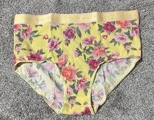 Victoria s Secret Yellow And Multicolor Floral Design Brief Size Medium NWT