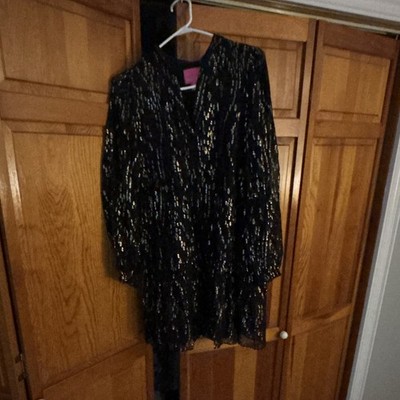 Lilly Pulitzer Winona Silk Swing Dress - Onyx Fish Clip Gold Chiffron M
