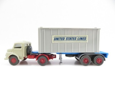 1:87 Wiking Mercedes Benz Sattelzug Container Unites States Lines blau creme gra
