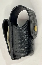 Aker 575 P Leather Mace Case for 2 oz Cans  Basket Weave Brass Snap - NEW