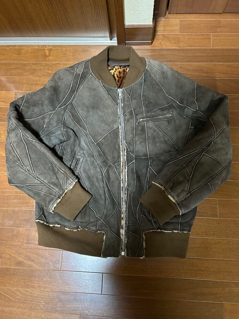 Needles Brown Patchwork Shearling Jacket Size M - image 1