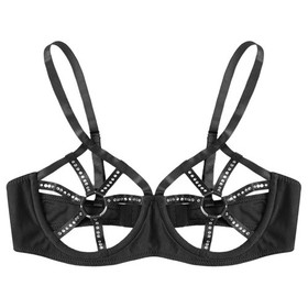 US #XL Womens Cups Open Nipples Push Up Bra Underwired Hollow Out Sexy Lingerie