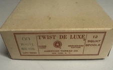 Vintage Twist De Luxe American Thread Co 12 Squat Spools White Left Twist