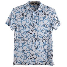 G/FORE Watercolor Floral Tech Pique Jersey Golf Polo Mens S Hazeltine Logo Shirt