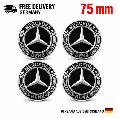 4x 75mm Nabendeckel Nabenkappen für Mercedes-Benz Felgendeckel Emblem Neu