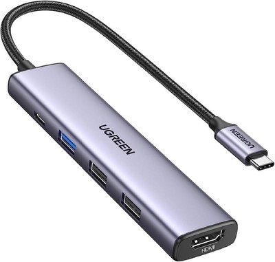 UGREEN Revodok 105 USB C Hub 5 in 1 Multiport Adapter 4K HDMI, 100W grey 