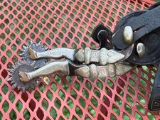 Antique Gal Leg Spurs Nickel Silver Hearts Copper Boots