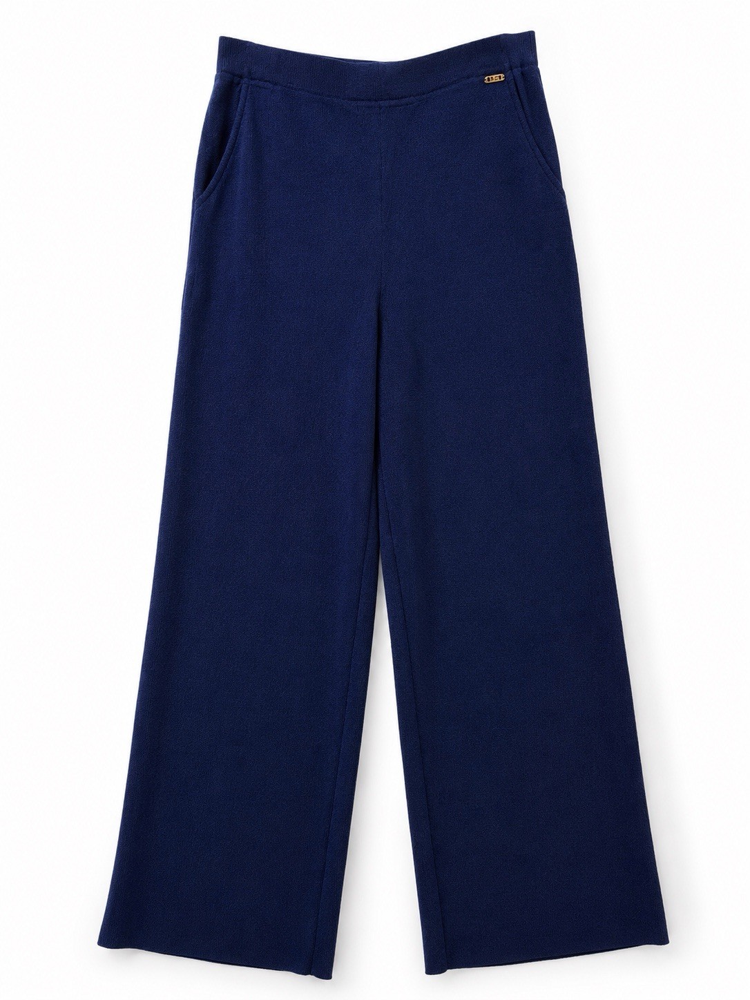 Vintage St. John Sport Essentials Santana Knit Navy Wide Leg Pants Women M Blue