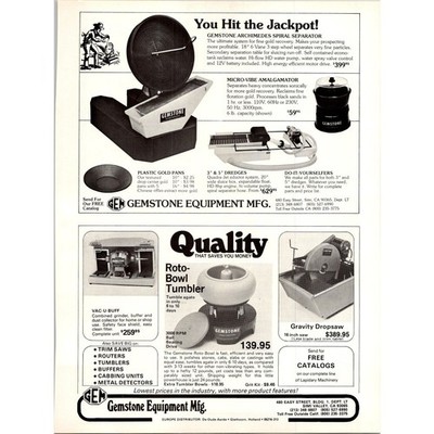 Gemstone Equipment Mfg Gemstone Archimedes Separator Simi Valley CA 1981 Ad SI13