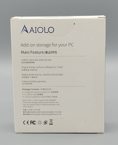 AIOLO 2.5" Portable External HDD 2TB USB 3.0 for PC, Mac, Laptop etc. G-19 - Picture 3 of 3