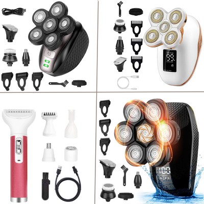 5-in-1 Rotary Electric Shaver 7D Rechargeable Bald Head Hair Beard Trimmer Razor