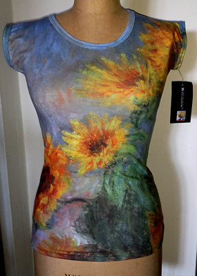METROPOLITAN MUSEUM of ART MONET ''SUNFLOWERS'' SLIP FIT TOP SIZE S