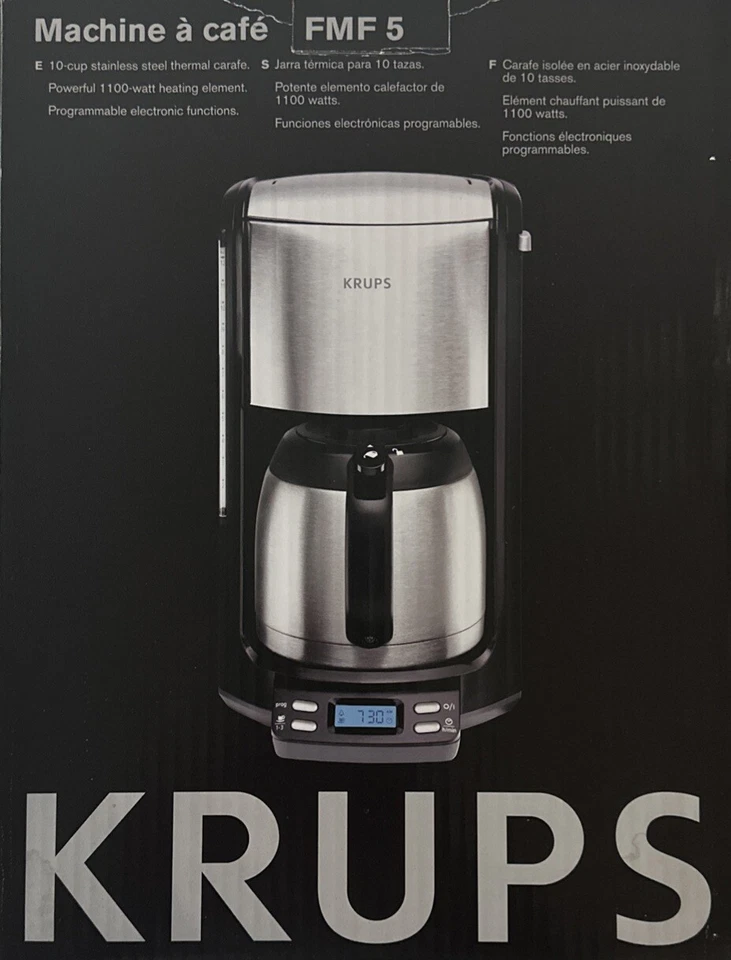 KRUPS FMF5 Programmable Coffee Maker w/Double Wall Thermal Carafe and LED cont.. - Image 2 of 4