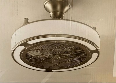 Enclosed Ceiling Fan 22 In Led Indoor Outdoor Remote 3 Speeds Brushed Nickel 33287175093 Ebay