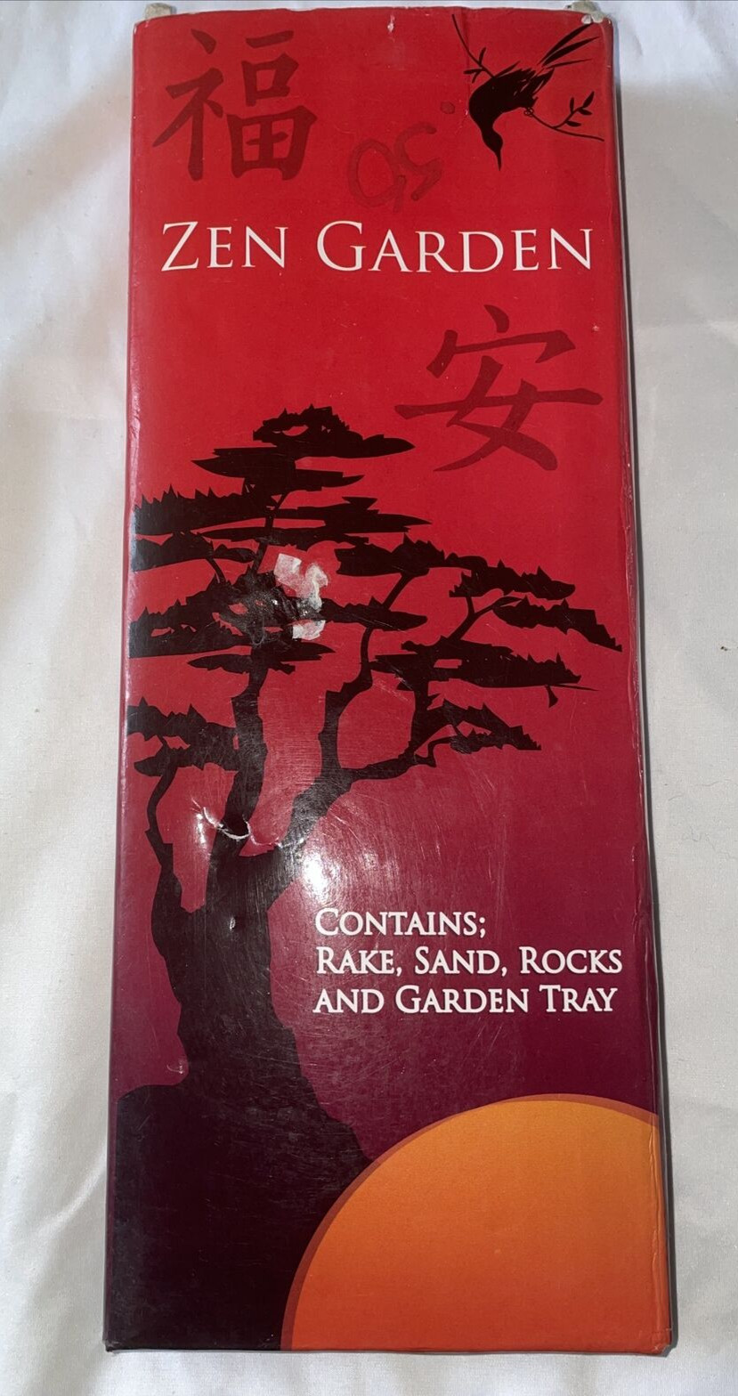 Zen Garden Kit Tabletop Decor Meditation Sand Rocks Rake Tra