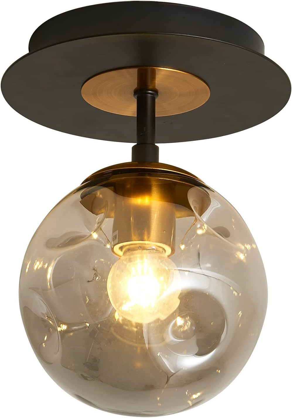 Modern 1-Light Mini Glass Globe Semi-Flush Mount Ceiling Fixture