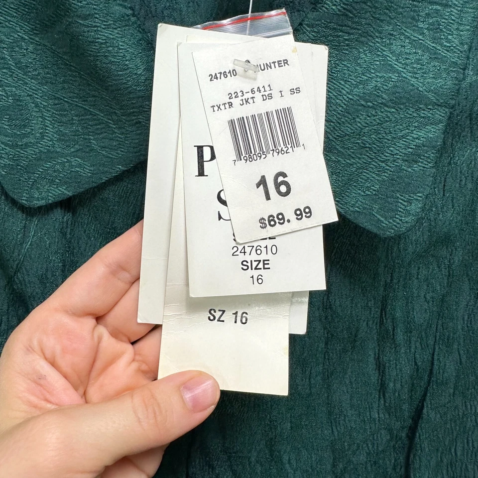 Vintage 90s Paisley Blazer Jacket Green NWT Size 16 Button Rayon Suit — 第 4/4 张图片