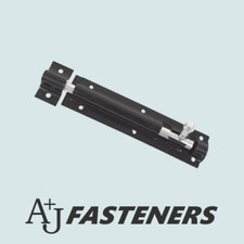 TOWER BOLT GATE SHED LATCH 3" 4" 6" 8" 10" 12" EPOXY BLACK COATED STRAIGHT SLIDE