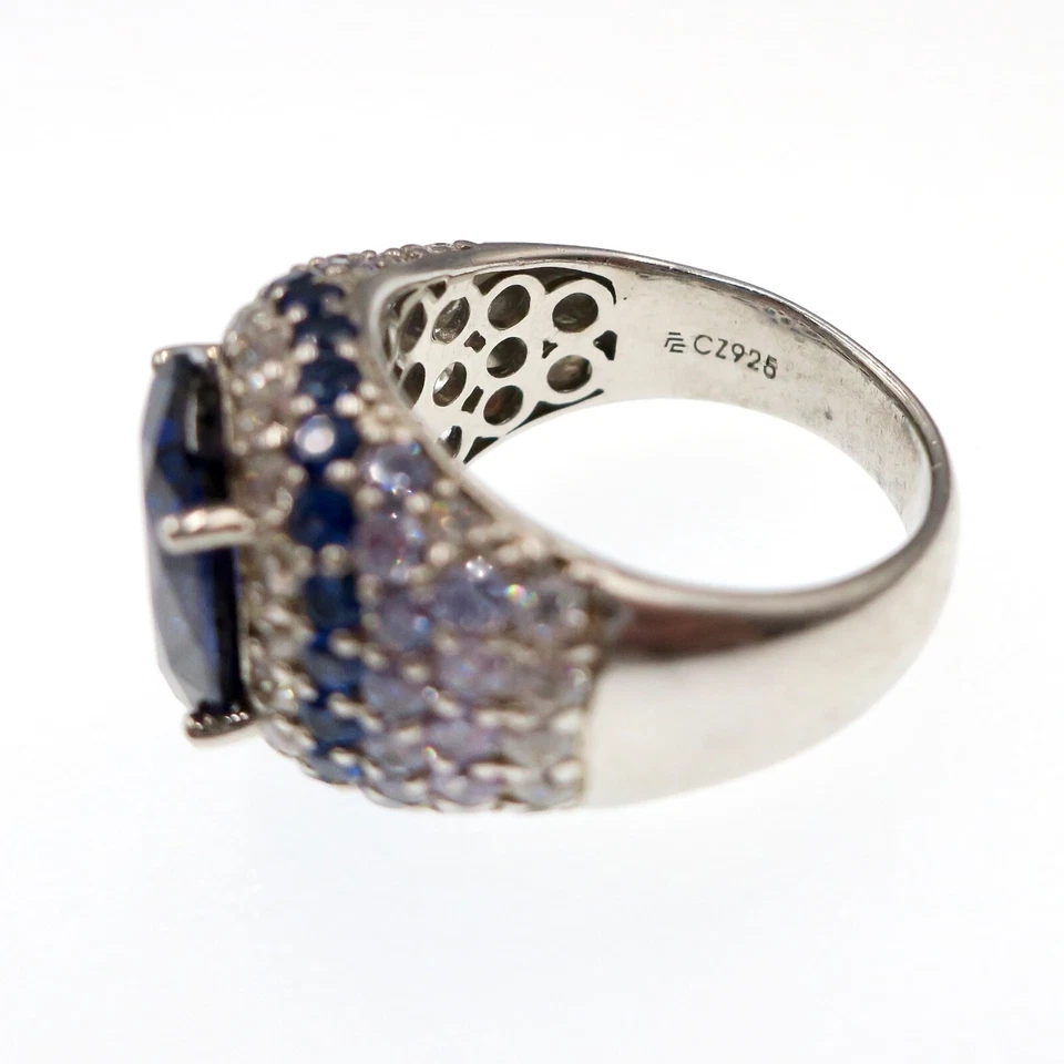 Anillo de rodio sobre plata esterlina color tanzanita circonita talla 7 Foto 4 de 4
