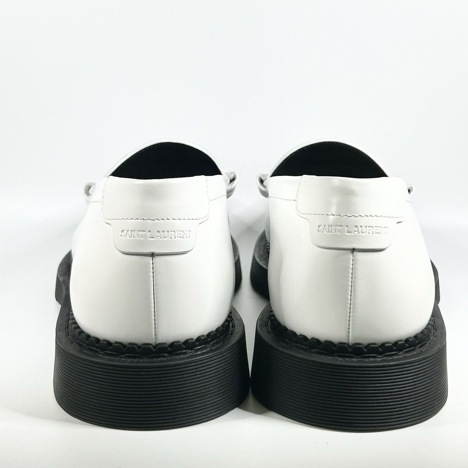 Mocassino Saint Laurent Teddy 10 penny bianco nuovo taglia 41EU 8US