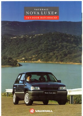 Vauxhall (Opel) Nova Luxe + 1992 UK Markt ausklappbare Verkaufsprospekt 1.2 & 1.4 3-Türer & 5-Türer