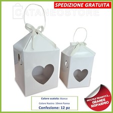 SCATOLE LANTERNA BIANCO BOMBONIERA CONFEZIONE PORTA CONFETTI MATRIMONIO 12 PZ