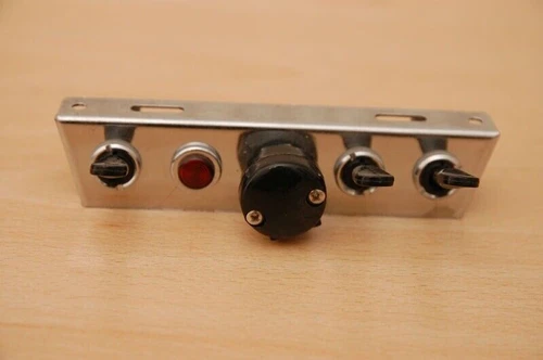 Vintage Classic car chrome switch panel and 3 switches 12V outlet Rally Kit car