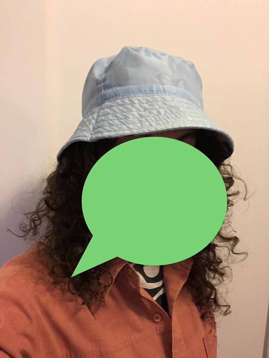 90's Reversible Bucket Hat Light Blue + Navy flowers/ Light blue