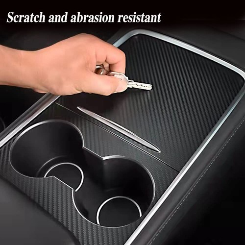 Carbon Fiber Center Control Storage Box Panel Cover For Tesla Model 3/Y 21-23 - Picture 5 of 5