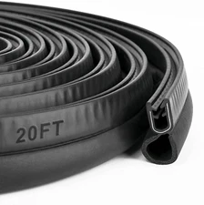 Car Trim Seal with Top Bulb -20 Feet Car Door Rubber Seal Strip, Fits 1/16" Edge