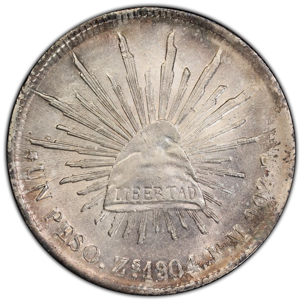 1904 Zs FM PESO MÉXICO KM#409.3 PCGS MS61 #47586429 ¡COMO NUEVO ESTADO RECIÉN GRADUADO! Foto 2 de 4