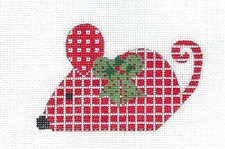 Red & White Checks Mouse w/ Bow handpainted Needlepoint Canvas CH Designs Danji