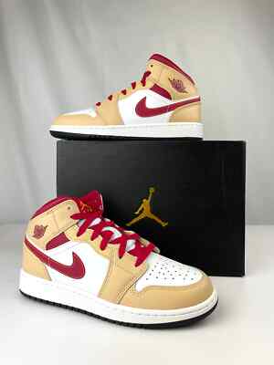 JORDAN ウィンドブレーカー ベージュ/ホワイト NEW Nike Air Jordan 1 Mid GS Beige White Red 554725 201
