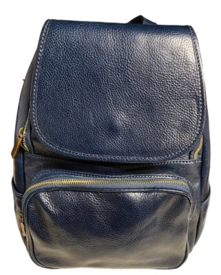 FLOTO ITALIAN BAGS BEAUTIFUL NAVY BLUE PEBBLE LEATHER BACKPACK KNAPSACK 