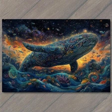 Art Print Colorful Whale Underwater Fantasy Sea Life Sunset Psychedelic