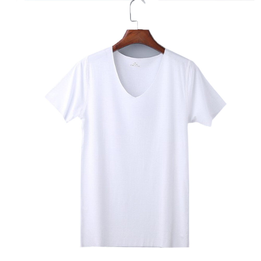 Sexy Men's Summer Breathable Ice Silk TShirt V Neck Sleepwear