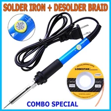 60W Electric Soldering Iron Welding Gun Tool Kit Solder Wire Desoldering Braid