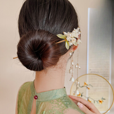 Pearl Bell Orchid tassel Hairpin Hairpin Qipao Hanfu Hairpin