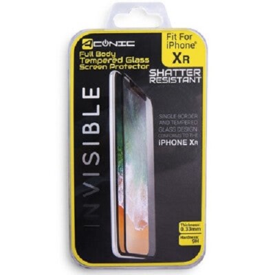 Aconic Full Body Tempered Glass Screen Protector fit iPhone Xr  .33mm 9H Invisib